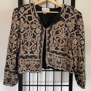 Laurence Kazar New York Bolero Silk and Sequins Blazer XL